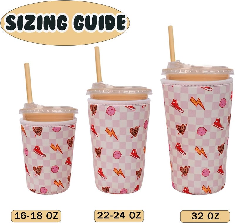 Haevola Reusable Insulated Neoprene Iced Coffee Cup Sleeve, Durable Drink Sleeve for Cold Beverages, Beverage Holder for Iced Coffee, Preppy Pink - Image 5